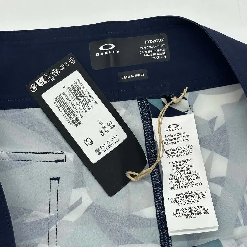 Oakley Session RC Size 34 Colar Reef Hydrolix Performance Fit Board Shorts NWT